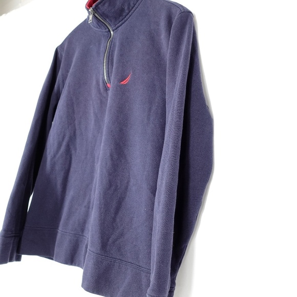Men's | Nautica | Navy Blue Quarter Zip Pullover Fleece Sweater - Medium - Picture 3 of 10